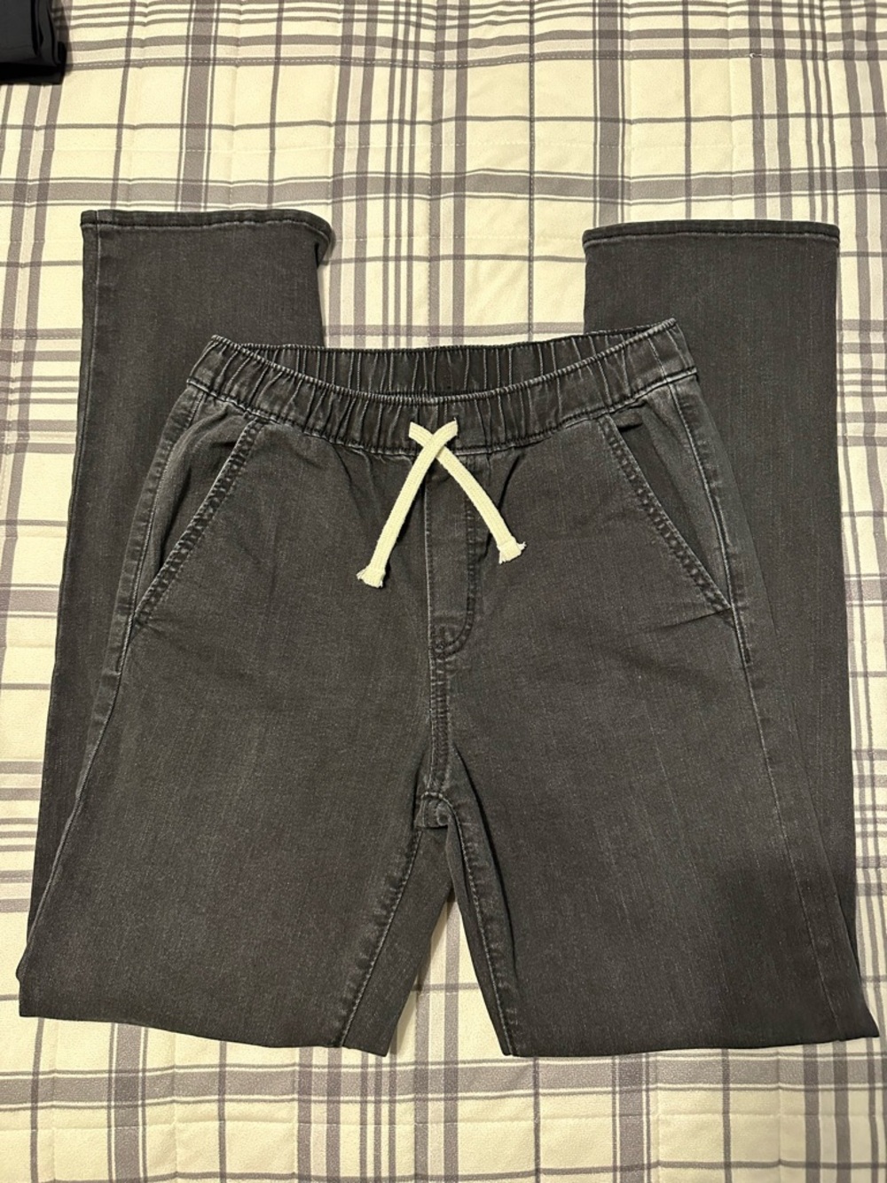 Old Navy Boys Charcoal Slim Straight Jeans with Drawstring